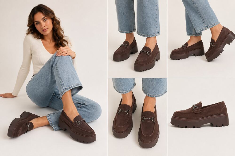 New ALDO Brown Suede Platform Lug Sole Loafers Women’s Size 8.5